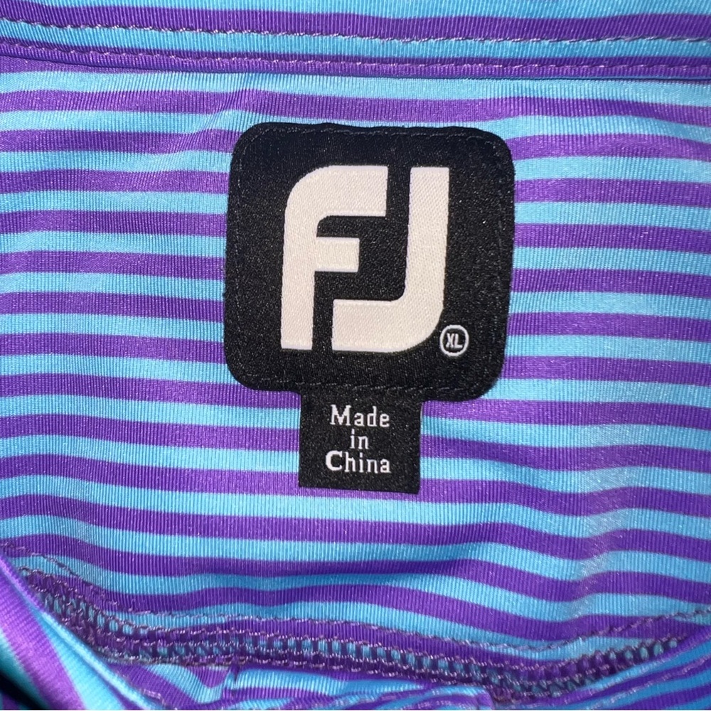 FootJoy Men’s XL Blue & Purple Striped Performance Polo – Windermere Logo - Picture 6 of 8